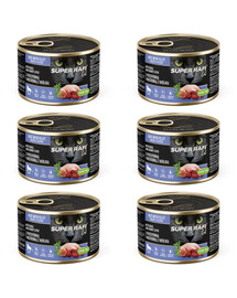 SUPER RAFI Cat s křepelčími a králičími játry 6x185g konzervy pro kočky