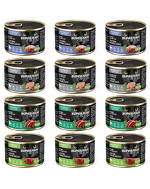 SUPER RAFI Cat Mix 4 Chutě 12x185g konzervy pro kočky