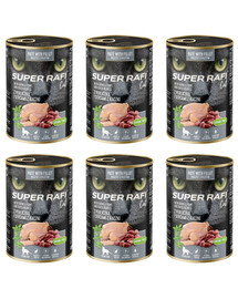 SUPER RAFI Cat s perličkou a srdíčky z kachny 6x400g konzervy pro kastrované kočky