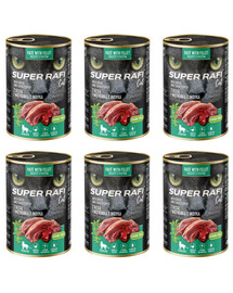 SUPER RAFI Cat s husím masem a krůtími játry 6x400g konzervy pro kastrované kočky