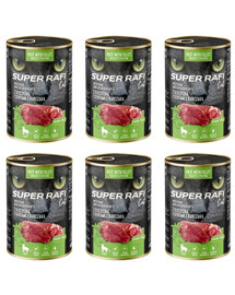 SUPER RAFI Cat s divočákem a kuřecími srdci 6x400g konzervy pro kočky