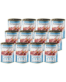 SUPER RAFI s jehněčími a krůtími srdíčky 12x400 g krmivo pro psy