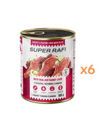 RAFI Super z cielęciną i wątróbką z królika 6x800g pasztet dla psów