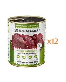 RAFI Super z jeleniem i sercami z kaczki 12x800g pasztet dla psów