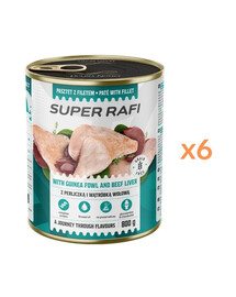 RAFI Super z perliczką i wątróbką wołową 6x800g pasztet dla psów 