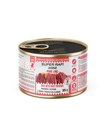 SUPER RAFI Mini Pure Line s hovězím masem a batáty 185g konzerva pro psy malých plemen