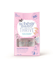 SCHESIR Baby Thrive Kuře s kuřecími játry ve smetaně 20x8 g Doplňkové krmivo pro koťata