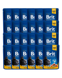 BRIT Premium Cat Adult Mix příchutí 48x100g kapsičky s lososem a pstruhem, hovězím masem a hráškem pro kočky