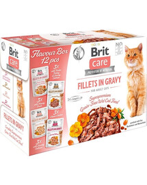 BRIT Care Fillets in Gravy Cat 24 x 85g filety z lososa s krůtou, lososem, kachnou a kuřetem v omáčce pro kočky