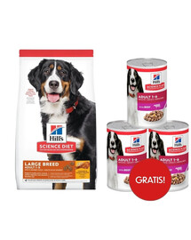 HILL'S Science Plan Adult Dog Large Dry Chicken 14 kg kuřecí krmivo pro velká plemena + 3 konzervy HILL's ZDARMA
