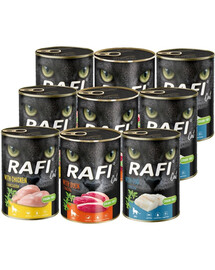 RAFI Cat Adult Mix příchutí 9x400 g s treskou, kuřecím masem a kachnou, krmivo pro kočky