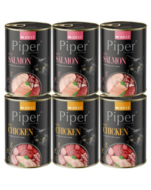 PIPER Animals Mix příchutí 6x400 g s lososem a kuřecím masem, mokré krmivo pro kočky