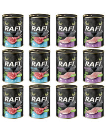 RAFI Cat Adult Mix 2 příchutí jehněčí a králíčí 12x400 g konzervy pro sterilizované kočky