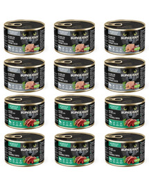 SUPER RAFI Cat Mix 2 příchutě 12x185g konzervy pro kastrované kočky