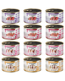 SUPER RAFI Mini Mix 4 Chutě 12x185g konzervy pro psy malých plemen