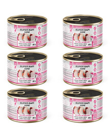 SUPER RAFI Mini s krůtím masem a králičími játry 6x185g konzervy pro psy malých plemen