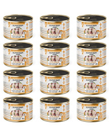 SUPER RAFI Mini s perličkou a játry z kachny 12x185g konzervy pro psy malých plemen