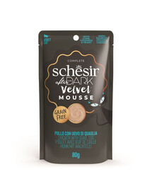 SCHESIR After Dark Velvet Mousse Kuřecí s křepelčími vejci kapsička 80 g krmivo pro kočky