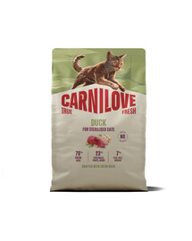 CARNILOVE True Fresh Cat Duck Sterilised 2 kg kachna, pro kastrované kočky