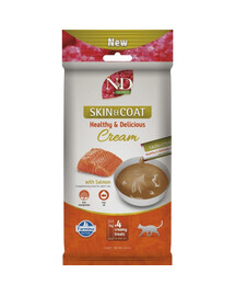 FARMINA N&D Quinoa Cat Skin Coat Cream Salmon 60 g s lososem, krémová pochoutka pro kočky podporující zdraví pleti a srsti