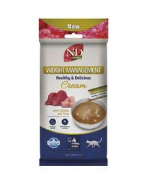 FARMINA N&D Quinoa Cat Weight Management Cream Chicken and Tuna 60 g s kuřecím masem a tuňákem, krémová pochoutka pro kočky s nadváhou