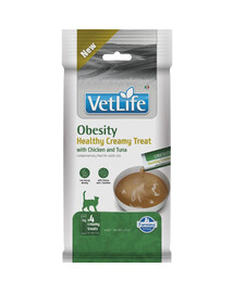 FARMINA Vet Life Cat Obesity Creamy 60 g s kuřetem a tuňákem, krémová pochoutka pro kočky s nadváhou