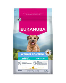 EUKANUBA Special Care Small & Medium Breed Adult Dogs Weight Control 2,3 kg krmivo podporující kontrolu hmotnosti pro psy malých a středních plemen
