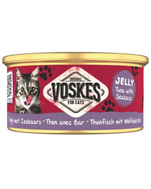 VOSKES Jelly Tuna with Seabass 85 g tuňák s mořským okounem v želé, doplňkové krmivo pro kočky