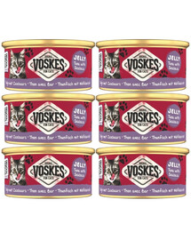 VOSKES Jelly Tuna with Seabass 6x85 g 100% tuňák s mořským okounem v želé, doplňkové krmivo pro kočky