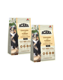 ACANA Homestead Harvest Cat 2x1,8 kg s kuřecím masem a krůtím masem, pro dospělé kočky