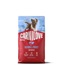 CARNILOVE Active Dog Salmon & Turkey Puppies 4 kg losos a krůta, pro dorůstající štěňata