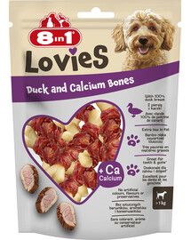 8IN1 Lovies Duck & Calcium Bones 80g pamlsek pro psa kostky vápníkové a maso z kachny