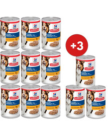 HILL'S Science Plan Canine Mature Adult Chicken 9x370 g pro starší psy s kuřecím masem + 3 konzervy ZDARMA!