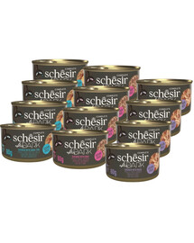 SCHESIR After Dark Mix příchutí v vývaru 12x80 g mokré krmivo pro kočky