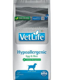 FARMINA Vet Life Hypoallergenic Egg & Rice dog 12 kg krmivo pro psy s alergiemi + 3 x FARMINA Vet Life Dental Treat Hypoallergenic Fish Mini 60 g (7 ks) ZDARMA!