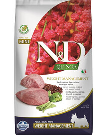 FARMINA N&D Quinoa Dog Adult Mini Weight Management 2,5 kg + FARMINA N&D Quinoa Dental Pack Weight management Mini 60 g (7 ks) ZDARMA!