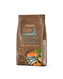 FITMIN Dog Purity Grain Free Adult&Junior Fish Menu 2 kg krmivo bez obilovin s rybím masem pro mladé a dospělé psy