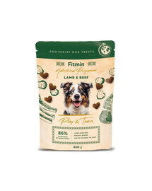 FITMIN NP Play and Train Lamb and Beef 400g tréninková pochoutka s jehněčím a hovězím masem