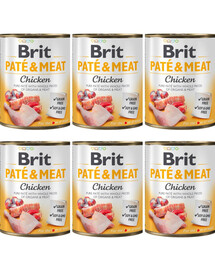 BRIT Pate&Meat chicken 6x800 g paštika s kuřecím masem