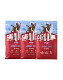 CARNILOVE Active Dog Salmon & Turkey Puppies 3x4 kg losos a krůta, pro rostoucí štěňata