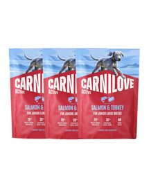 CARNILOVE Active Dog Salmon and Turkey Junior Large Breeds 3x1,5 kg losos a krůta, pro rostoucí mladá velká plemena