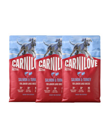 CARNILOVE Active Dog Salmon & Turkey 3x4 kg Junior Large Breeds losos a krůta, pro dorůstající juniory velkých plemen