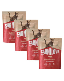 CARNILOVE Active Cat Lamb and Wild Boar Sterilised 4x400 g jehněčí a divočák krmivo s čerstvým masem pro kastrované kočky