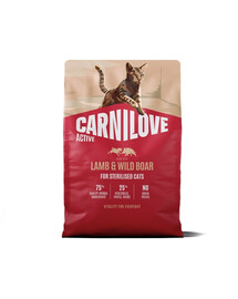 CARNILOVE Active Cat Lamb & Wild Boar Sterilised 3x2 kg jehněčí a divočák pro sterilizované kočky