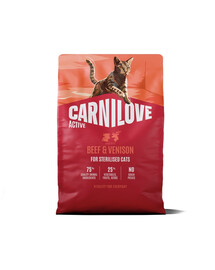 CARNILOVE Active Cat Beef and Venison Sterilised 2 kg hovězí a jelení maso, pro kastrované kočky