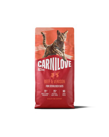CARNILOVE Active Cat Beef and Venison Sterilised 6 kg hovězí a jelení maso, pro kastrované kočky