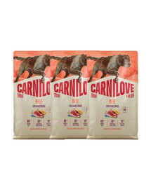 CARNILOVE True Fresh Dog Beef Adult 3x4 kg suché krmivo s čerstvým hovězím masem pro dospělé psy