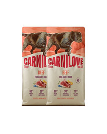 CARNILOVE True Fresh Dog Beef Adult 2x12 kg suché krmivo s čerstvým hovězím masem pro dospělé psy