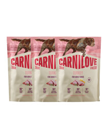 CARNILOVE True Fresh Dog Turkey Adult 3x1,5kg suché krmivo s čerstvým krůtím masem pro dospělé psy