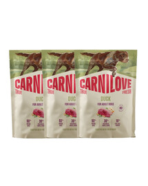 CARNILOVE True Fresh Dog Duck Adult 3x1,5 kg suché krmivo s čerstvou kachnou pro dospělé psy